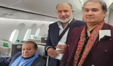 نواز شریف کی روانگی سے پہلے ہی سوشل میڈیا پر ایک ویڈیو وائرل ہوئی جس میں برطانیہ میں پاکستانی ہائی کمشنر ڈاکٹر محمد فیصل ان سے ملاقات کر رہے ہیں